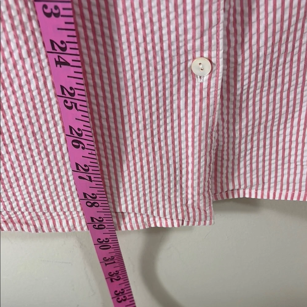 L.L. Bean Pink Striped Women's Short Sleeve Button-Up Shirt - Picture 6 of 6
